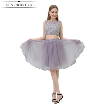 

Sexy Two Piece Homecoming Dresses 2020 Vestido De Festa Curto Short Prom Dress Sheer Gilrs Party Graduation Gowns