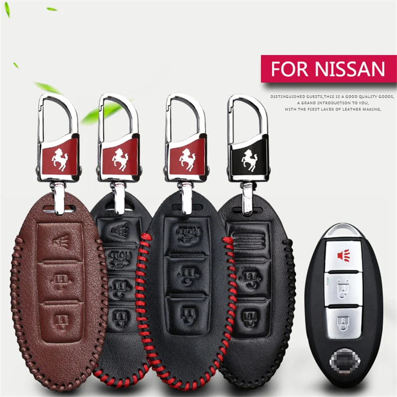 NISSAN MURANO BROWN LEATHER KEY FOB KEY RING 