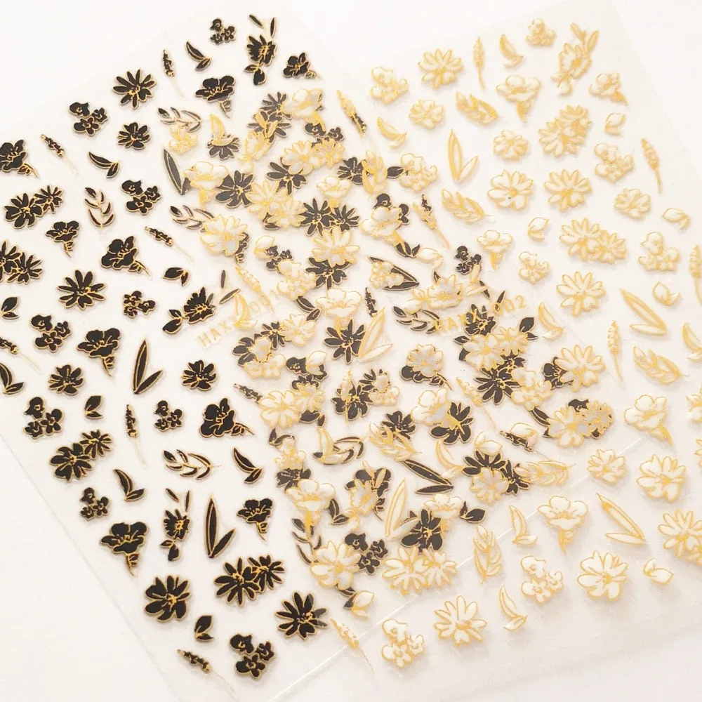 Новые наклейки для ногтей с золотым цветком 3d самоклеящиеся инструменты