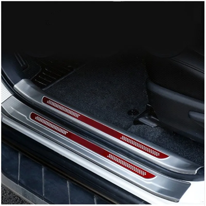 

For Toyota RAV4 RAV 4 2013-2018 Stainless Steel Inside + Outside Door Sill Protector Pedal Scuff Plate Cover Trims With logo