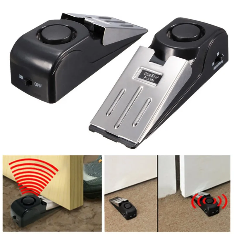 125 dB Wireless Door Stop Alarm Door Block Vibration Alarm for Traveling Security Door Alarm Stopper Doorstop for Home Security