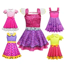 Summer Colorful Lol Dress for Girl Cosplay Costumes Short Sleeve Child Halloween Party Birthday Dresses Kids Dance Lol Clothes