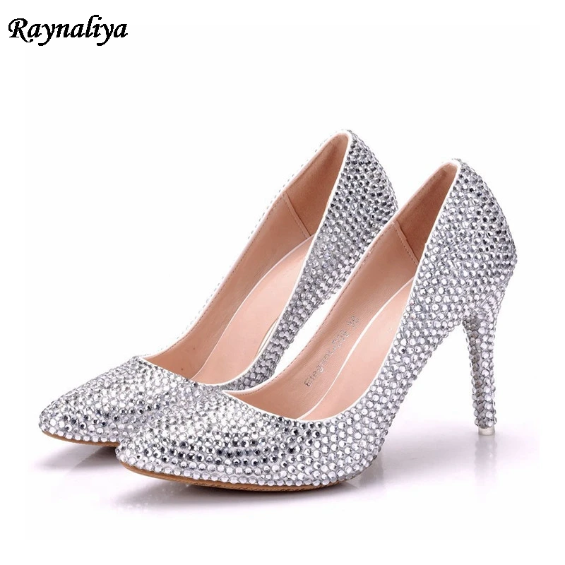 Talons Blanc Haute multicolor Sexy Marque Strass Hauts Robe Élégant Pompes 2018 Luxe Pointu De Femmes À Xy Bling Mince b0043 Mode Chaussures nN0m8w