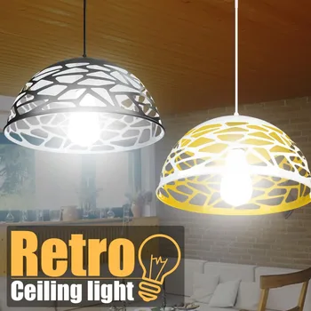 

1pcs Ceiling lamp modern E27 hollow pendant lights industrial iron vintage lampshade hanging lamp home bar restaurant