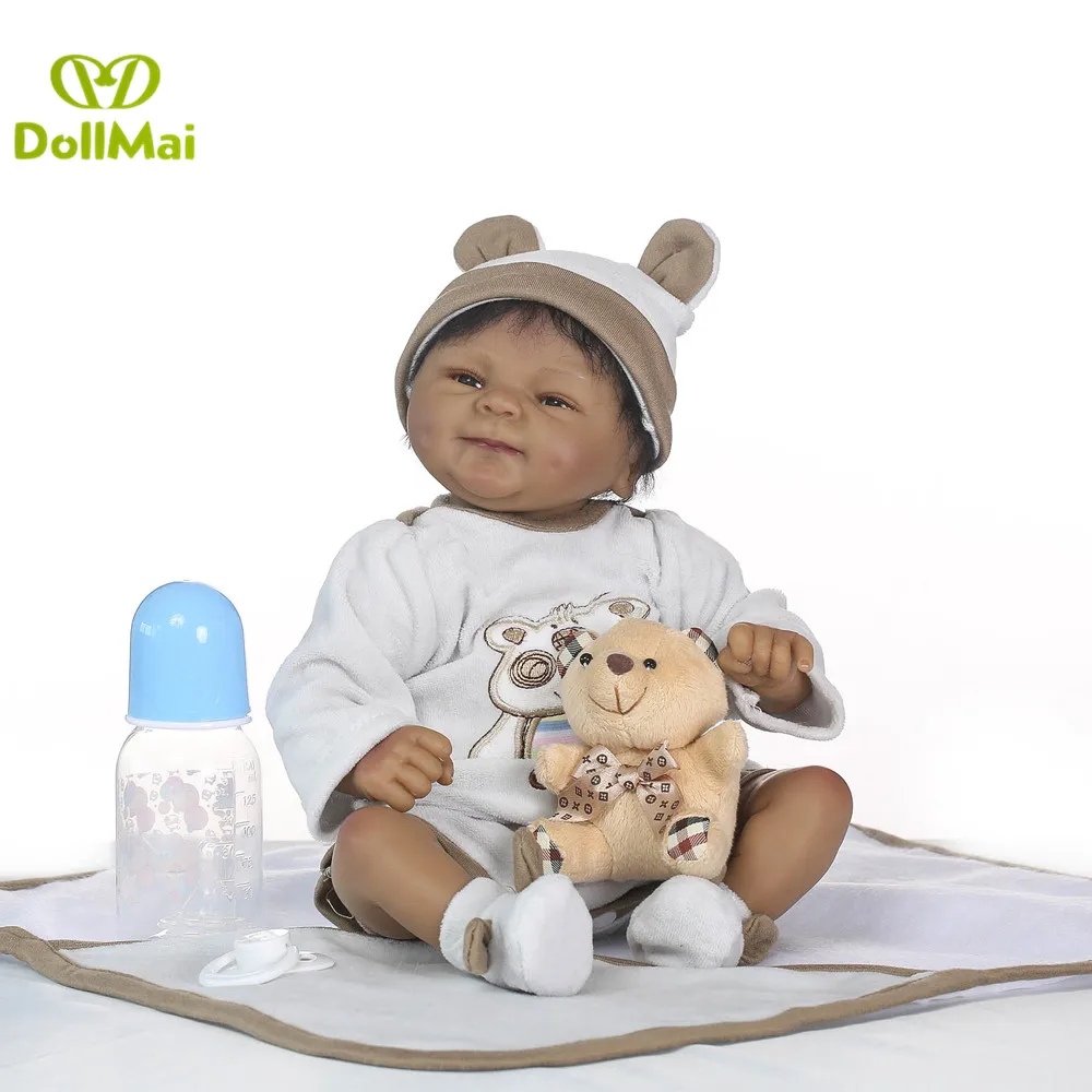 

40cm black reborn baby dolls soft cotton body silicone reborn baby dolls real baby newborn boy for girls child gift bebe boneca