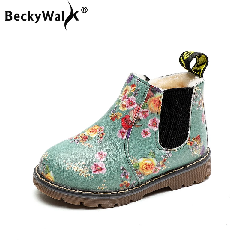 

New Fashion Print Children Boots Anti-slip Winter Snow Boots Girls Autumn Martin Boots Flowers Kids Shoes Girls Shoes CSH547