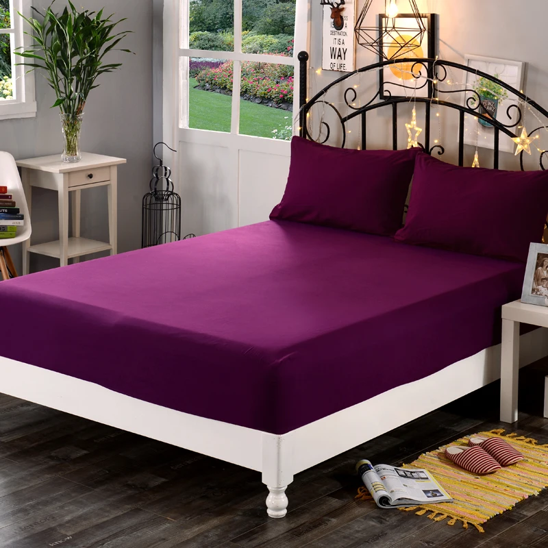 

Mecerock 1pc/2pcs/3pcs 100%Polyester Solid Fitted Sheet Mattress Cover Four Corners With Elastic Band Bed Sheet Pillowcases 46