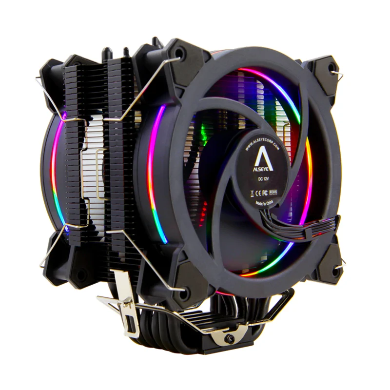 ALSEYE H120D وحدة المعالجة المركزية برودة RGB مروحة 120 مللي متر PWM 4 دبوس 6 أنابيب الحرارة برودة ل LGA 775 115x1366 2011 AM2 + AM3 + AM4