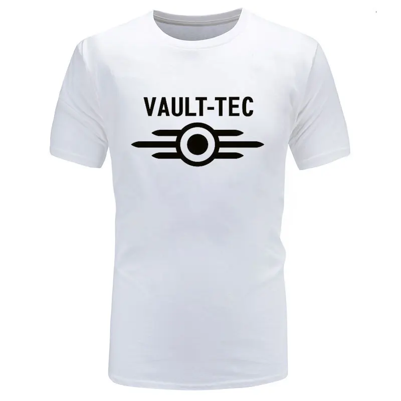 Новые летние футболки с логотипом vedle Tec для игр и видеоигр Fallout 2 3 4, мужские классические повседневные хлопковые футболки homme - Цвет: white black