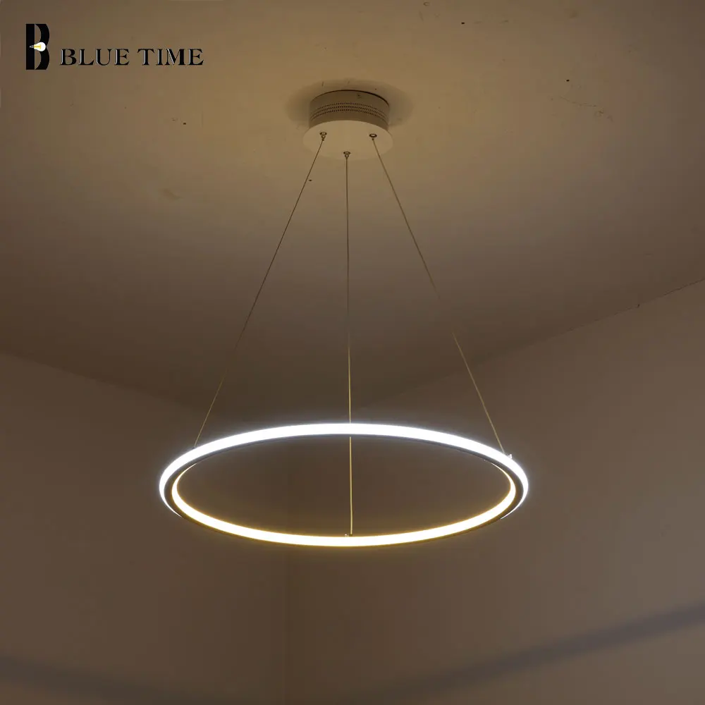 Nuevo moderno 3 anillos de círculo LED luces colgantes para sala de estar comedor LED Lustre lámpara colgante techo luminaria - 4