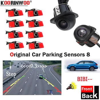 

Koorinwoo Universal Visual Car Video Parking Sensors With Camera Front Fort CCD Car Detector Step up Buzzer Back light Reverse