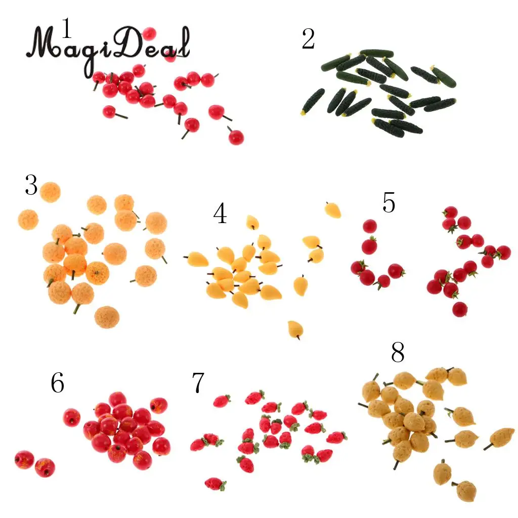 10 Pieces 1:12 Scale Dollhouse Fruit Food Miniature Mini Lemon Apples Cherry for Restaurant Kitchen Decor Pretend Play Toys