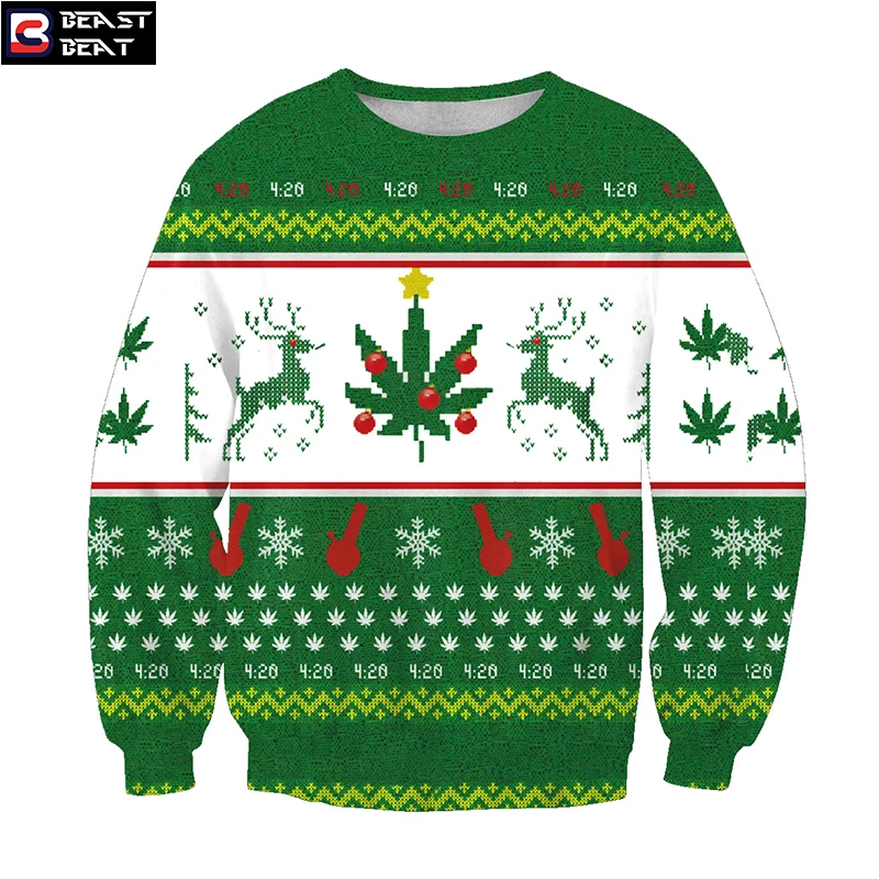 2017 Christmas 3D Print White Green font b Sweater b font Deer Pattern Kids Warm Sports