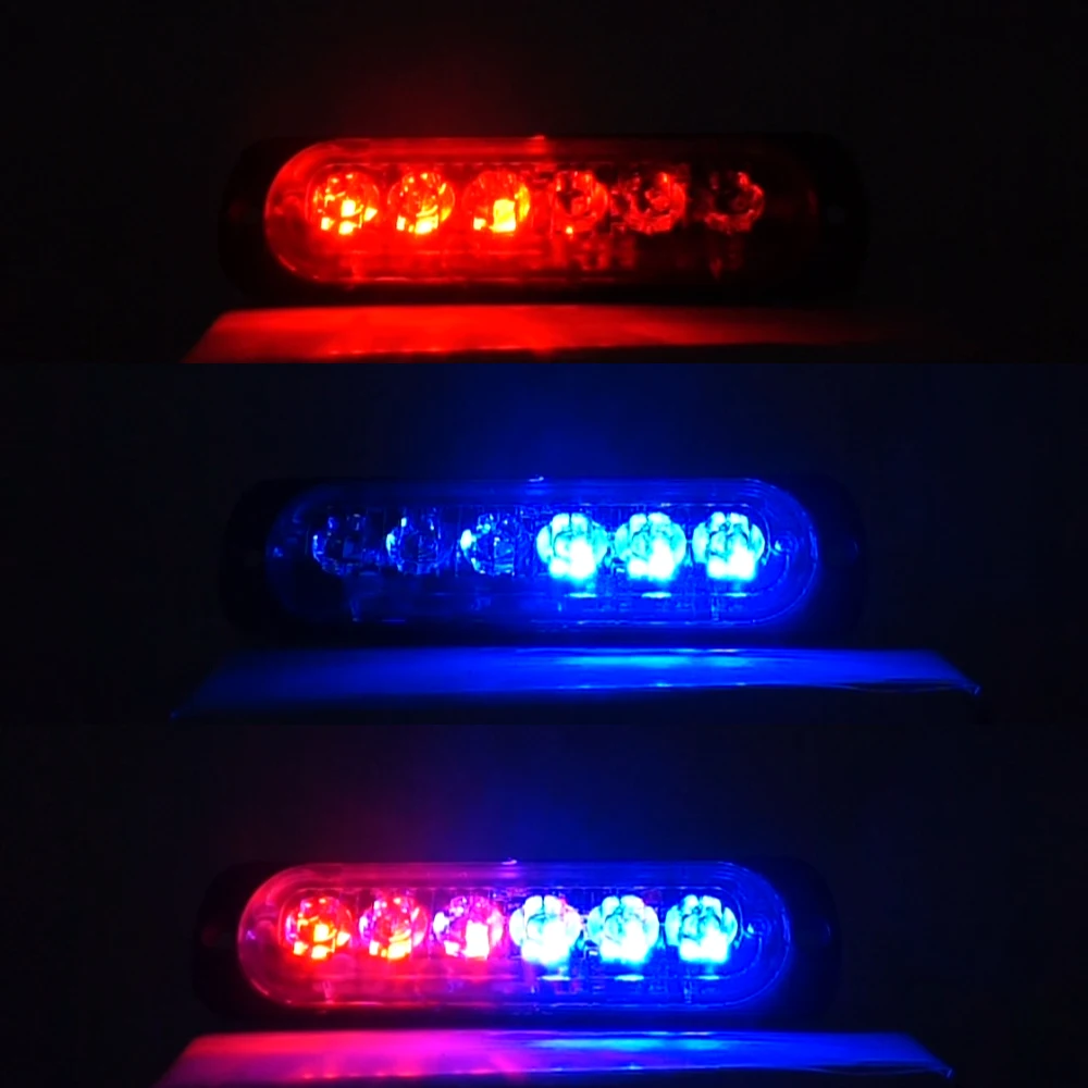 LED Flash Warning Light Car Truck Amber Emergency Light Front Rear Side Strobe Warning Lamp Truck Bed Lights Waterproof LED Warning Strobe Lights Amber 6 LED Car Truck Emergency Beacon Caution Warning Strobe (7)