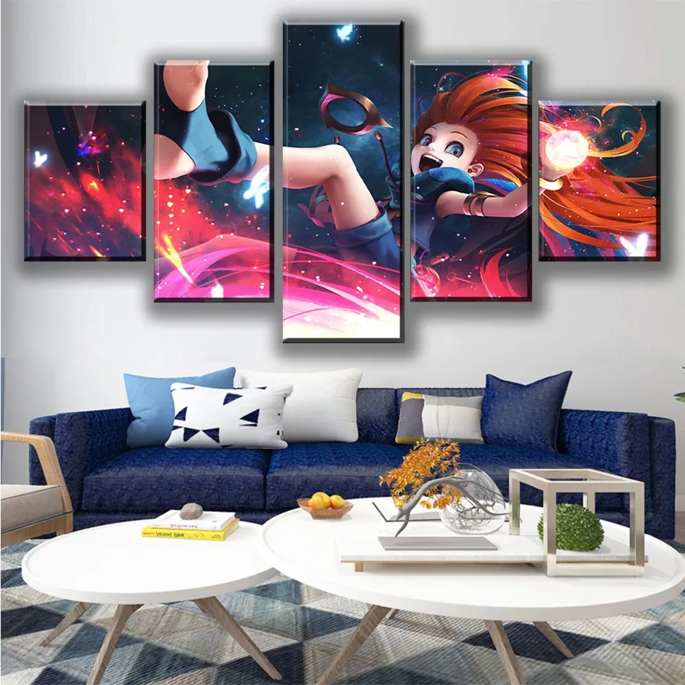 

Canvas Paintings lol Poster Modular Decoration Room Wall 5 Piece Zoe League Of Legends Game Pictures Art Frameworks HD Prints