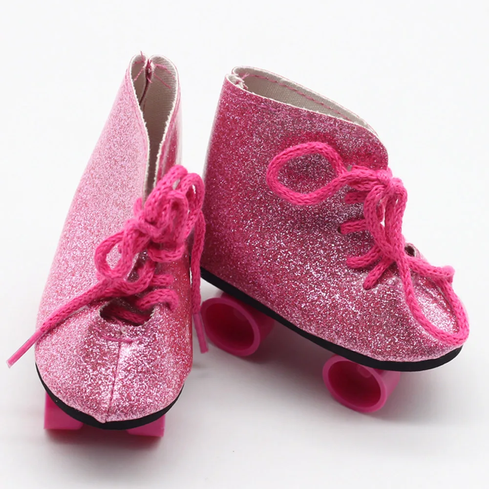 Cute Toys Accessory Roller Skates Shoes Fashionable Skateboard Girls Entertainment Gift Baby Glitter For 18inch American Dolls