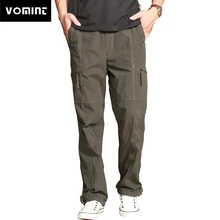 Vomint новые зимние мужские повседневные брюки флисовые утолщенные брюки карго внутренний карман на молнии Эластичный пояс комбинезон с пряжкой колокол