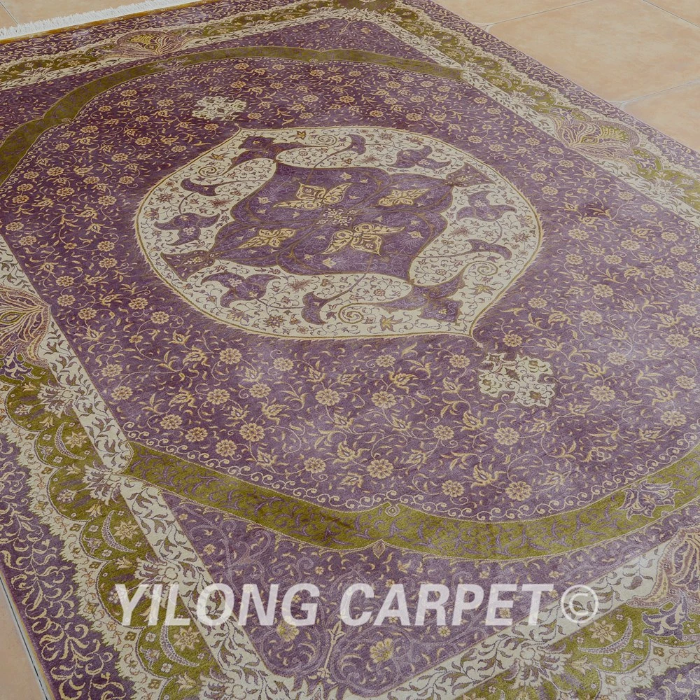 Yilong 6'x9' с классными клепками в виде фиолетовый Традиционный персидский спальня ковер ручной вязки шелковый ковер(0275