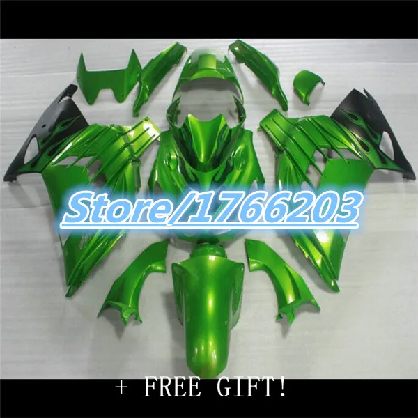 Инъекции для KAWASAKI 06 07 08 09 10 11 все зеленый ниндзя ZX-14R ZX14R ZX 14R 2006 2007 2008 2009 Gloss зеленый 2011 обтекатель