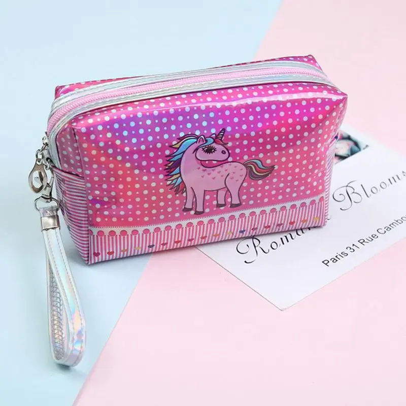 PU Laser Lovely Unicorn Cosmetic Bag Casual Travel Makeup Organizer 17cm*10.5cm Special Style Rainbow Portable Women Make Up Bag PU Laser Lovely Unicorn Cosmetic Bag Casual Travel Makeup Organizer 17cm*10.5cm Special Style Rainbow Portable Women Make Up Bag