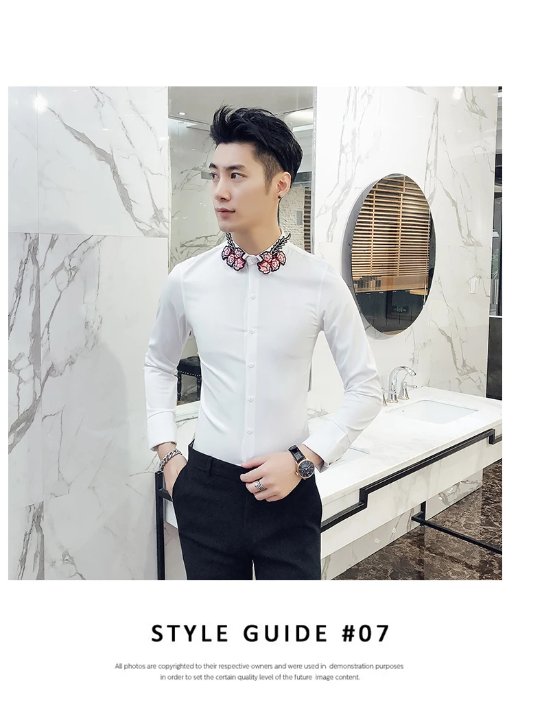 Аппликация Свадебное рубашка Для мужчин 2017 зима теплая Slim Fit Дизайнер рубашка Chemise Homme для торжеств вечерние рубашка Для мужчин Camicie Uomo 2xl