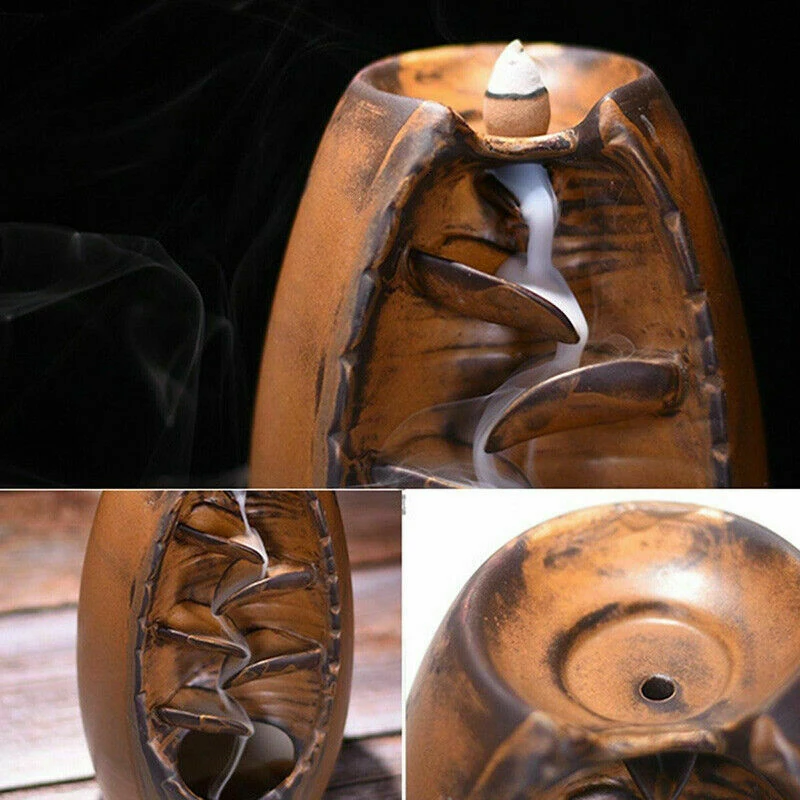 Многоуровневый керамический, с обратным потоком ладана горелки стол орнамент сандалового дерева резца горелки дыма обратного потока кадило конус держатель ремесло