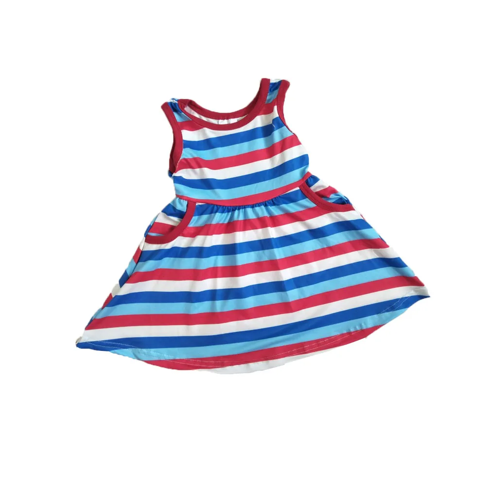 

Casual Summer Baby Girl Dress Stripes July 4th Children's Wear Baby Girl Dress Child Baby Girl Clothes