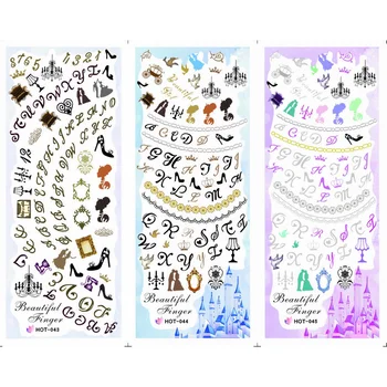 

3 PACKS / LOT MOSAIC ALPHABET LETTER NAIL TATTOOS STICKER WATER TRANSFER DECAL NAIL ART HOT043-045