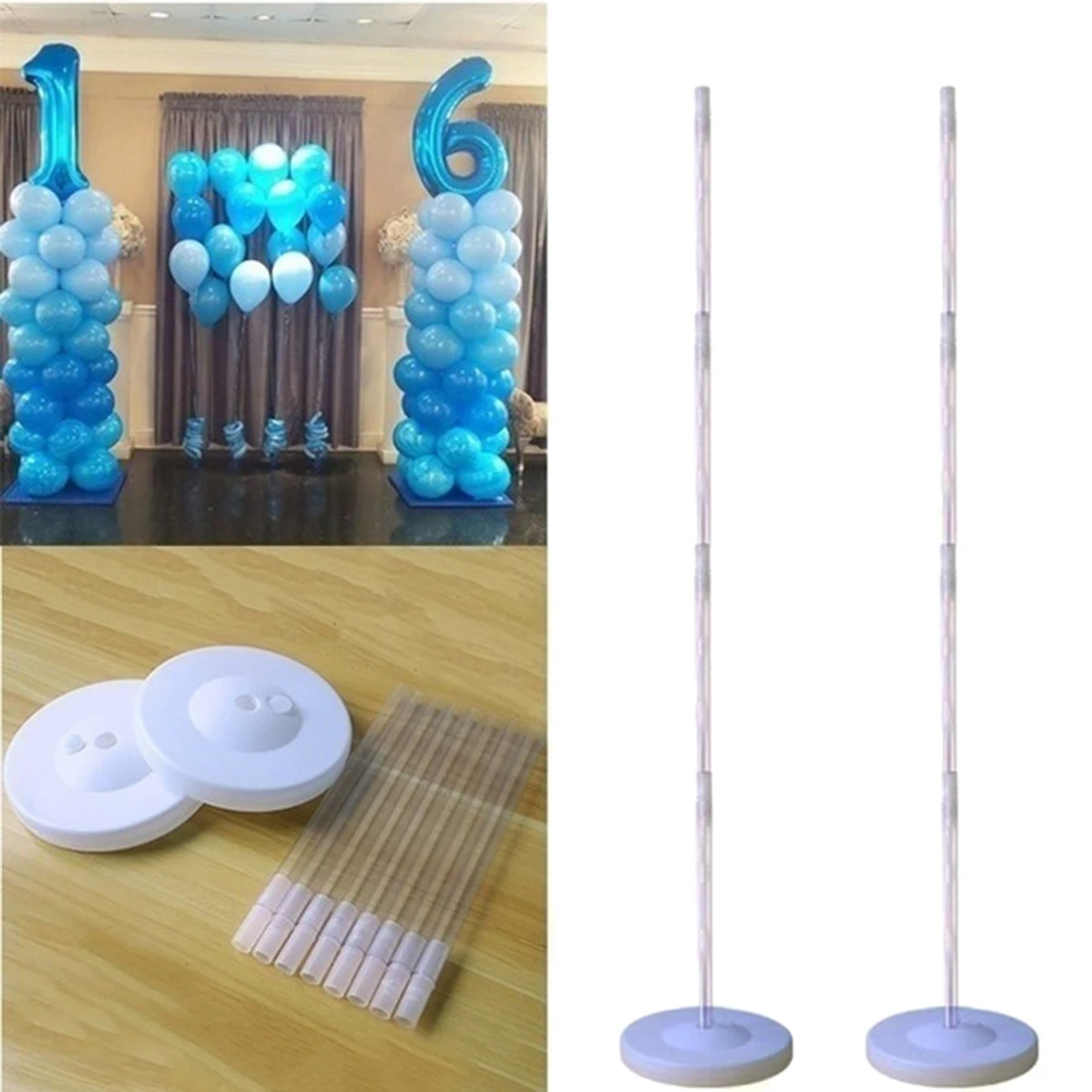 

2Pcs 120cm Height Detachable Balloon Column Stand Kit Base And Pole Balloon Tower Decorations For Birthday Wedding Party