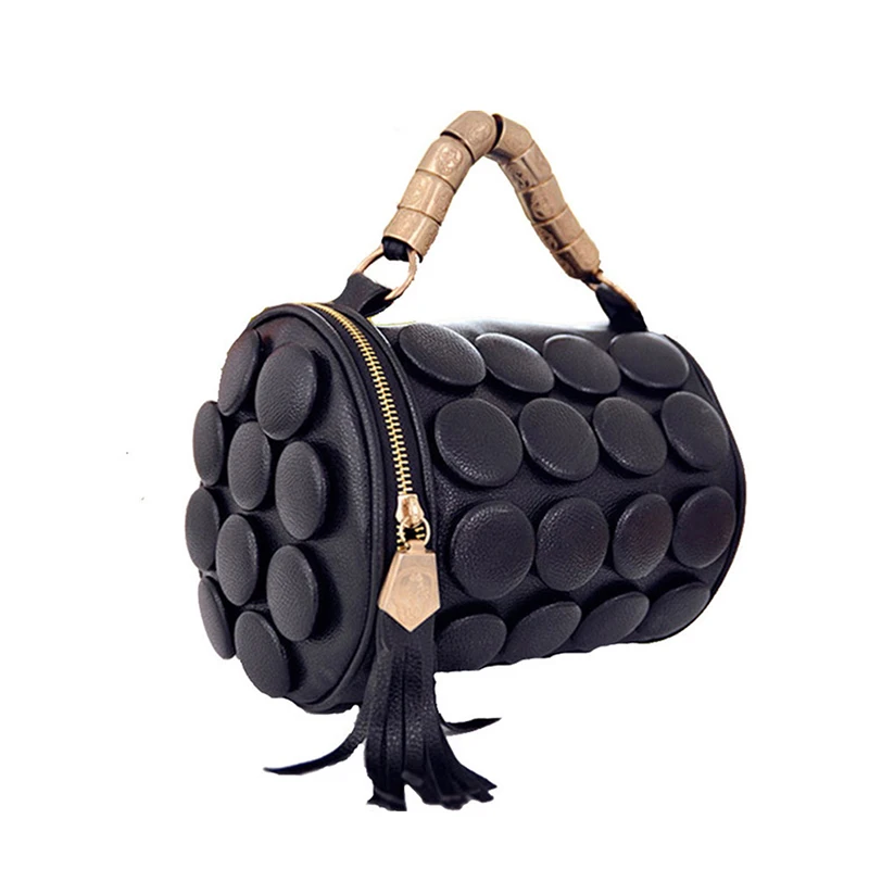 Best Elegant Women Handbags Boston Bags Tassel Button Designer Shoulder PU Leather Bucket Crossbody Zipper Package Girl Favorite Gift