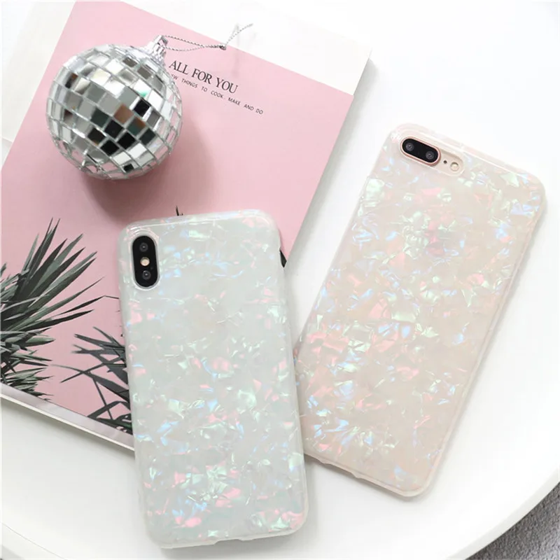 

Glitter Phone Case For iPhone 7 8 Plus Dream Shell Pattern Cases For iPhone XR XS Max 7 6 6S Plus Soft TPU Silicone Cover