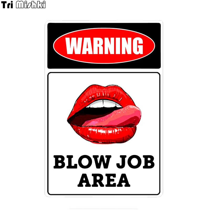 Tri Mishki TRL055 13*19 6 см Предупреждение Blow job область губ Туге забавная наклейка для