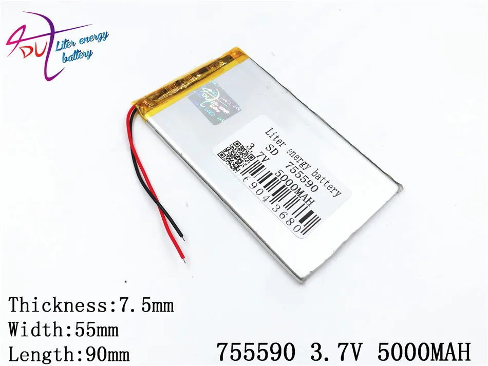 3 7 V 5000 mAH 755590 полимерная литий ионный/литий ионный аккумулятор для игрушки POWER BANK