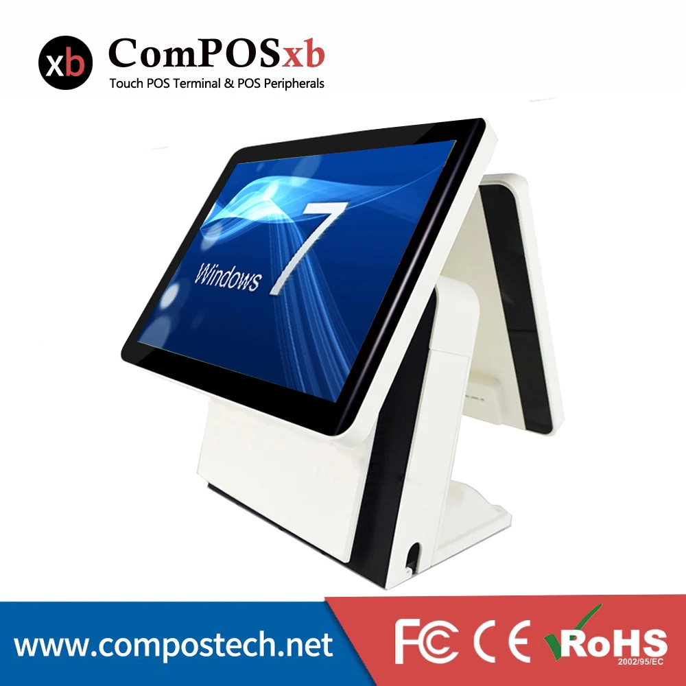 Windows 15 дюймов точка продажи двойной экран супермаркеты POS терминал емкостный все