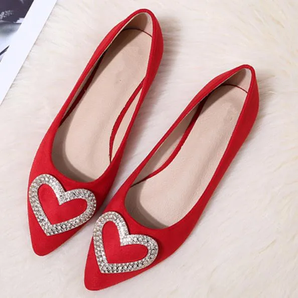 

2019 Suede Women's shoes in Spring and Autumn with New style flat bottom pointed end water drill