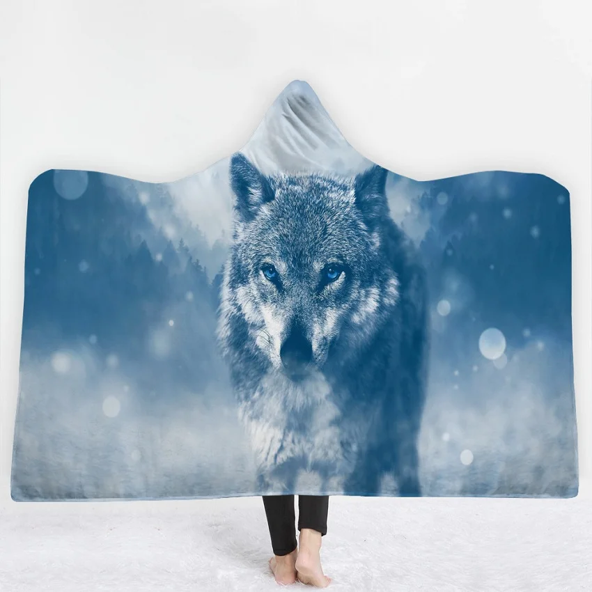 Mylb одеяло с капюшоном микрофибра для взрослых детей Луна Eclipse галактика волк Шерпа флис носимое одеяло - Цвет: 5
