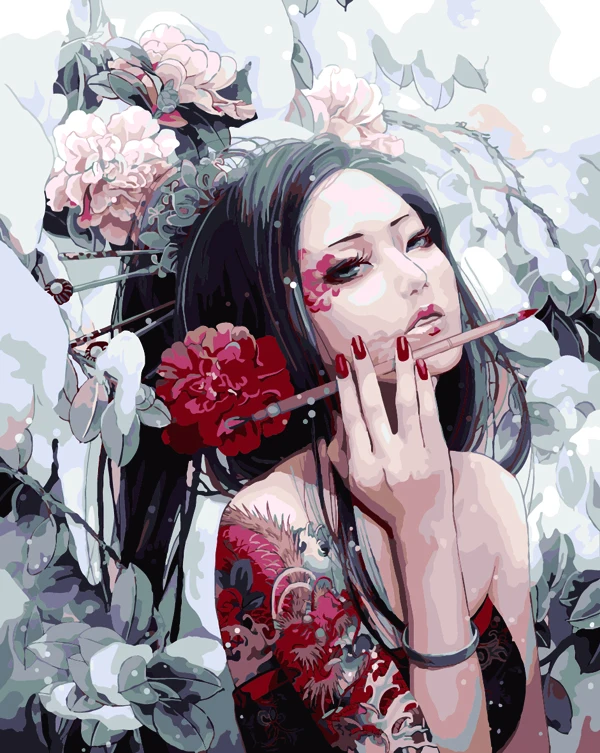 Frameless picture on wall Figures design beautiful girl DIY PAINT BY NUMBERS for lobby decoration 40X50cm B432 | Дом и сад