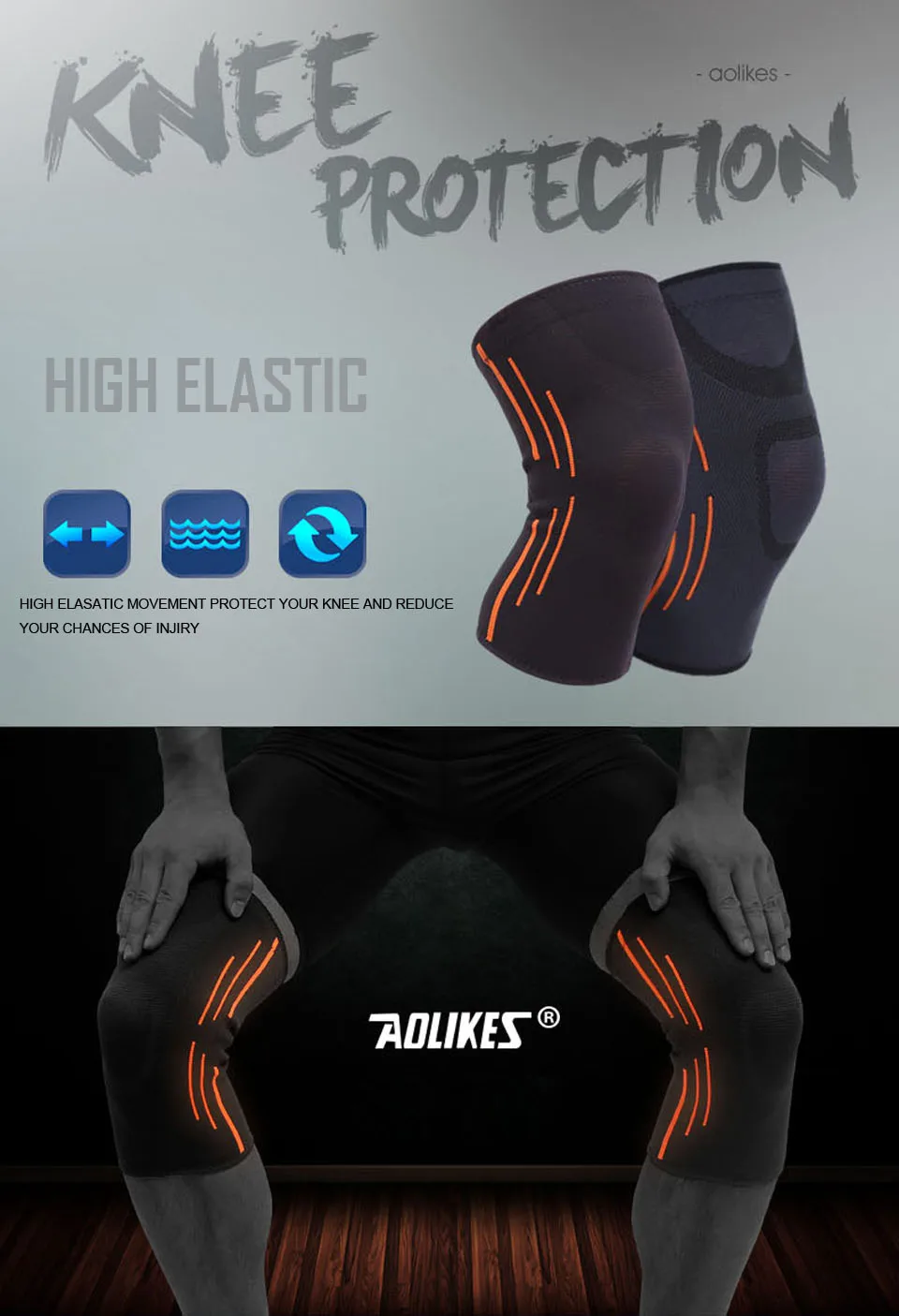 AOLIKES 1 шт. дышащий Elatic Brace Поддержка колена для бега артрит Meniscus Tear Sports суставы наколенники