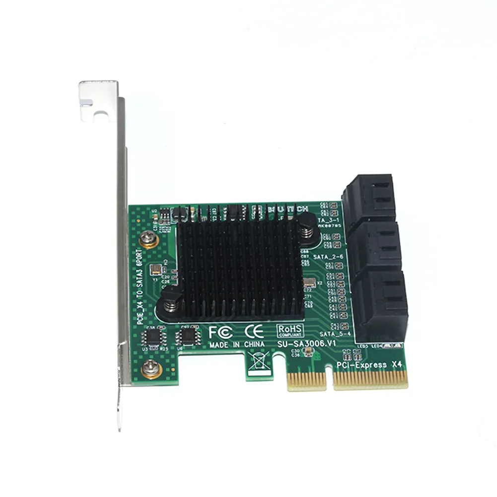 

PCIE To SATA3.0 Practical Adapter 6 Ports Stable Expansion Professional Add On Card Replacement High Speed Hot Swappable Safe