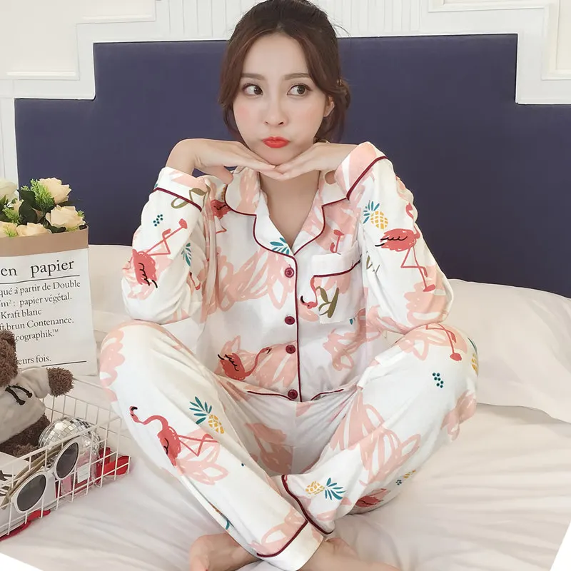 

Cotton Maternity Spring Pregnant Women Pajamas Nursing Breast Wear Lactation Clothing for Feeding Nursing Clothes Autum lounge