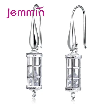 

Unique elephone Booth Shape Prevent Allergy 925 Sterling Silver Clasp Earrings Findings Jewelry With Crystal