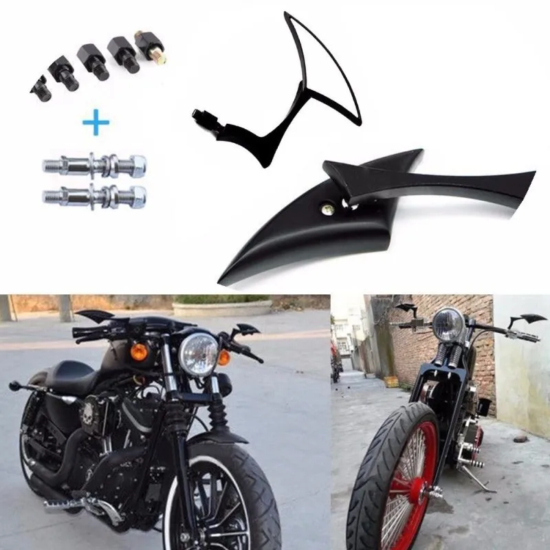 Черные зеркала заднего вида для мотоцикла Harley Cruiser Bobber Chopper Новинка|Боковые и