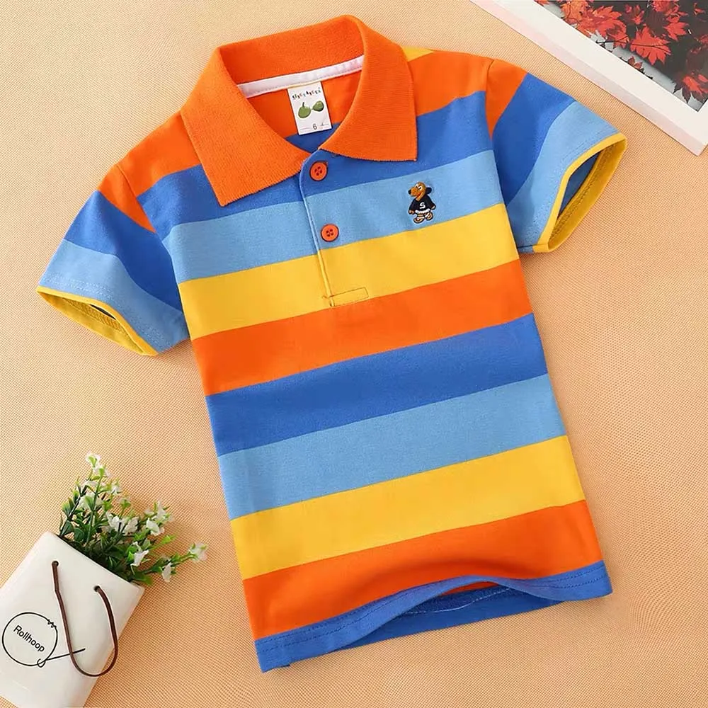 boys shirt shirt Children's wear boy's short sleeve T-shirt pure cotton summer children's T-shirt lapel sleeve Boys - Цвет: 11