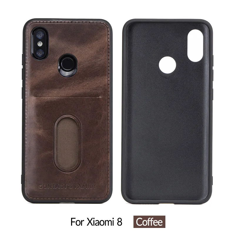 Genuine Leather Case For Xiaomi 8 Back Cover For iPhone 8 Pouch Samsung S9 Huawei P20 Wallet Case DIY for mi8 P20 S9 Card Slot 