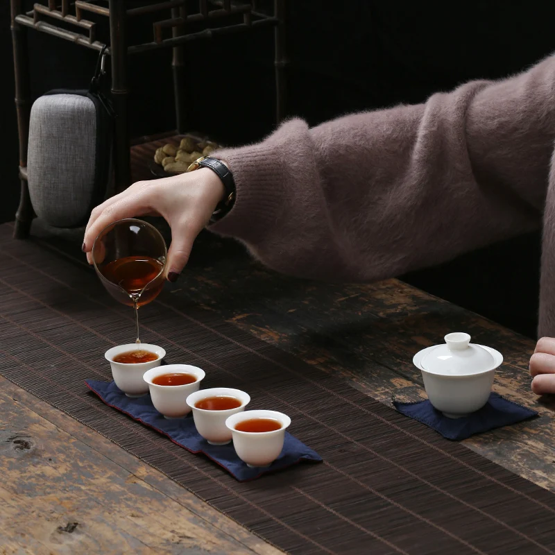 Tangpin Ceramic Teapots Gaiwan Teacups Chinese Teaware Portable Travel Tea Sets With Travel Bag