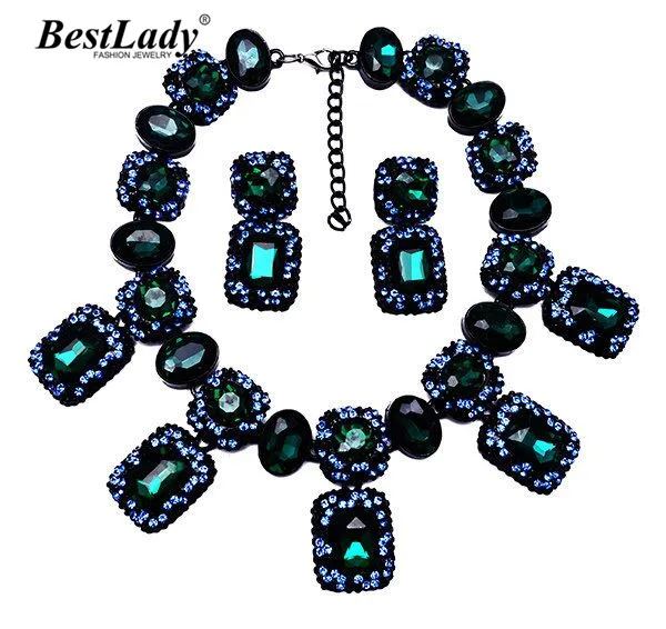 Best lady New Arrival za Fashion Statement Luxury Crystal Gem Vintage Luxury Necklace pendants Collar Choker