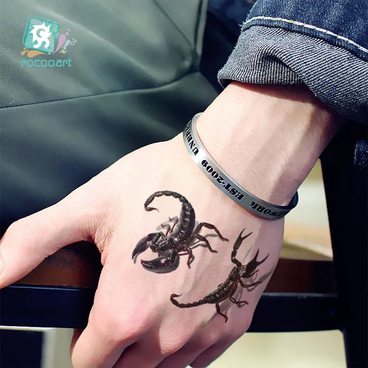

Small Size 10.5x6cm 3D Spider Tatoo Scorpion Temporary Tattoo Stickers For Halloween Fake Tattoo Body Art Waterproof Tatouage