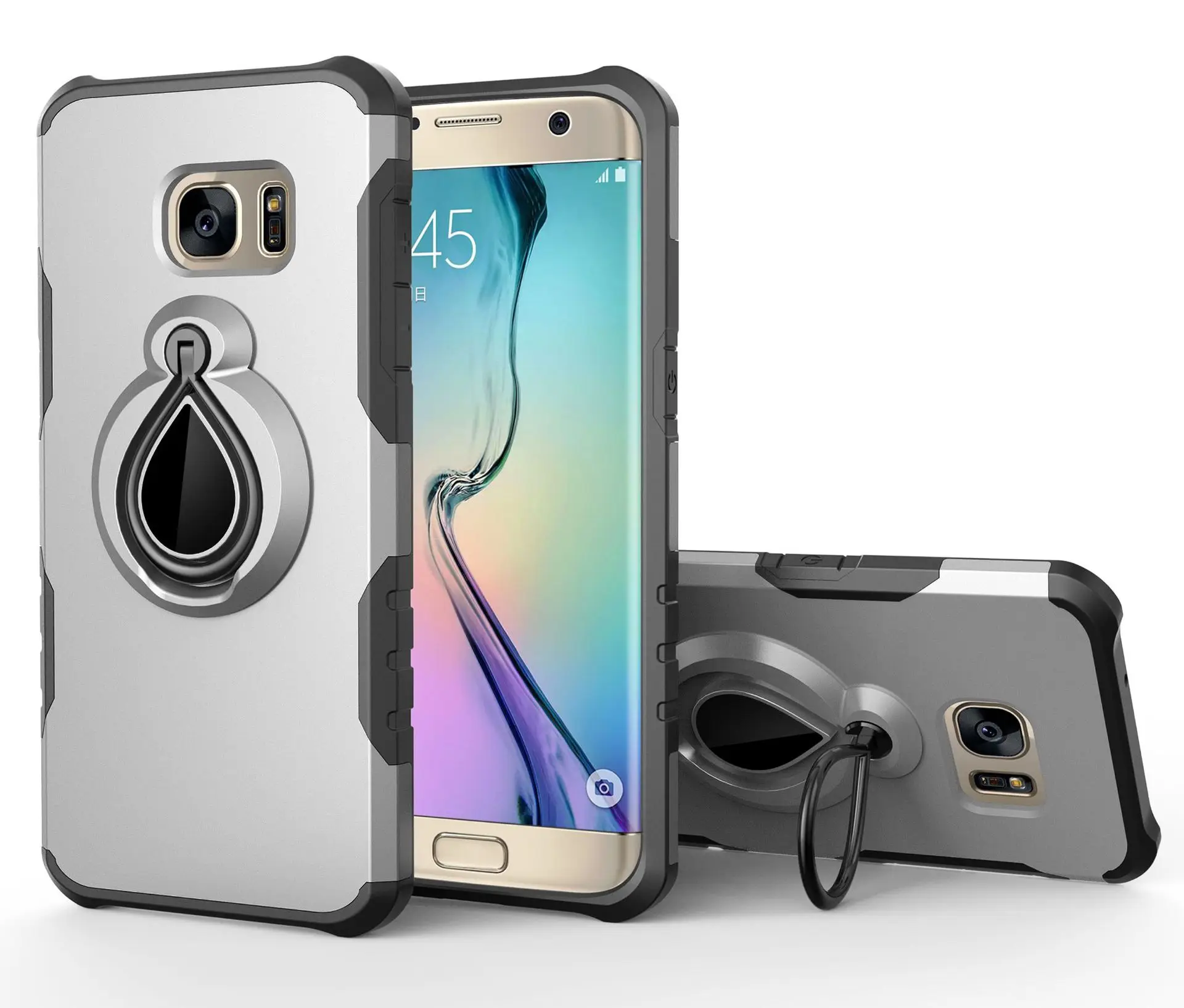 

mobile cell phone holder magnetic hybrid bracket metal ring dual layer Raindrop case FOR SAMSUNG Galaxy s7 edge