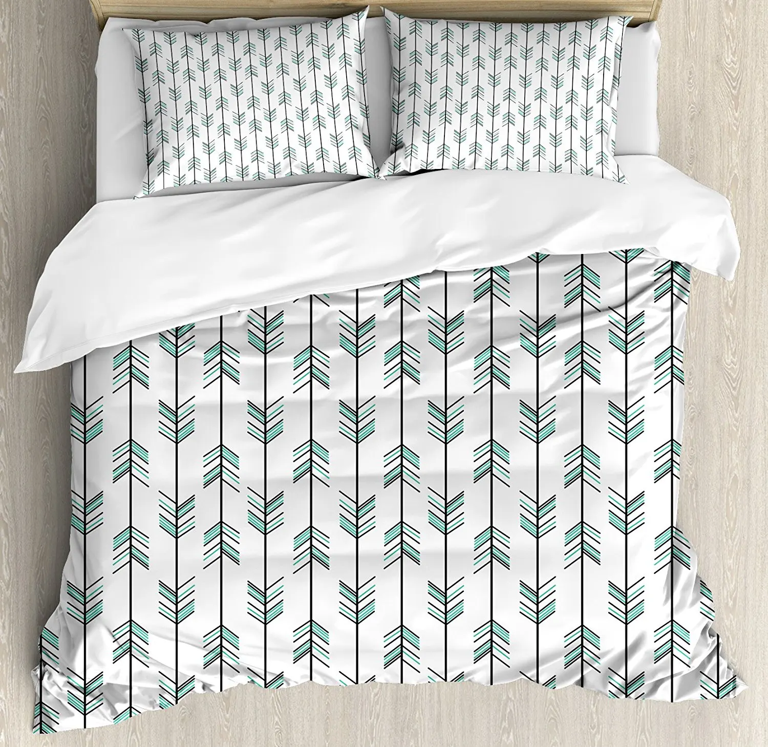

Arrow Decor Duvet Cover Set Pastel Color Arrow Pattern Old Tribal Icon in Graphic Artwork Illustration Print 4 Piece Bedding Set