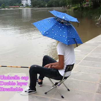 

New Double Layer Weatherproof Hiking Fishing Travel Beach Camping Women Kid Sunshade Sunny Rainy Anti-uv Umbrella Hat Cap Z526
